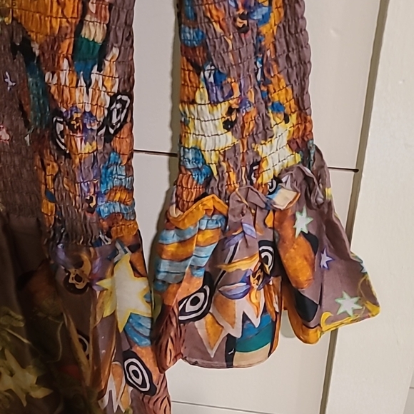 NWT Smocked Multicolor Long Sleeve Dress - Picture 3 of 6